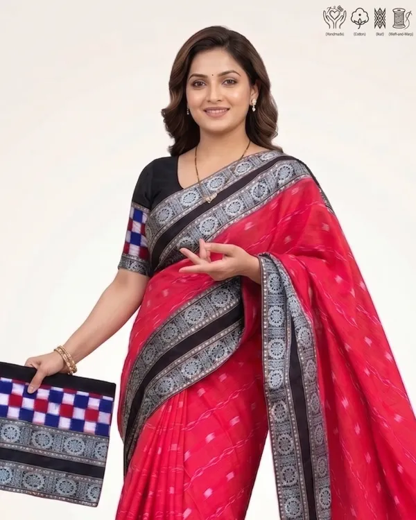 Red_Cotton_Handloom_Saree_For_Women