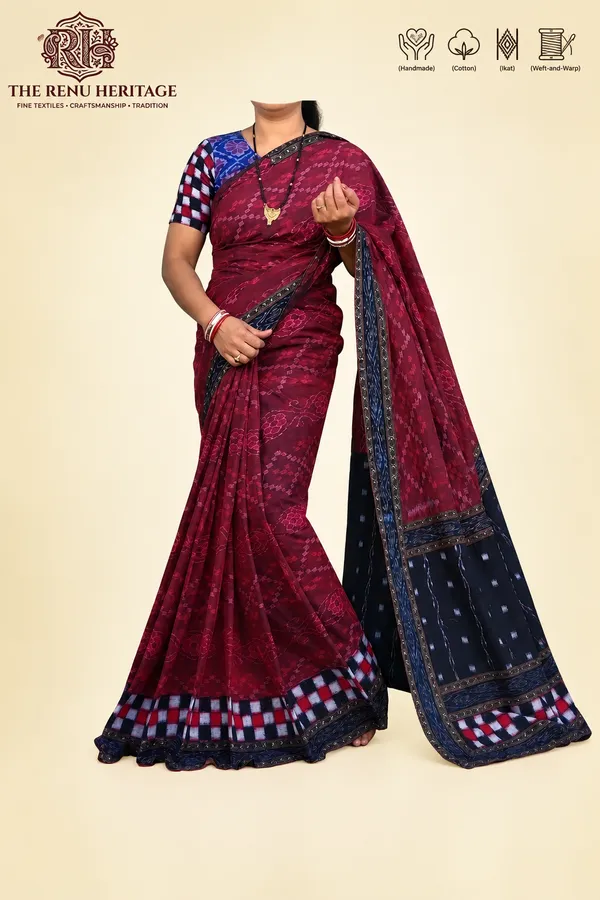 Maroon_Cotton_Handloom_Saree_For_Women