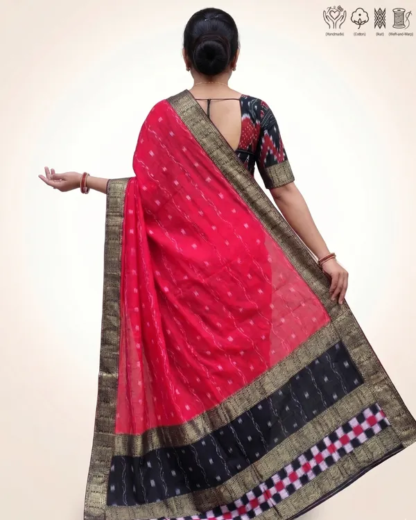 Red_Cotton_Handloom_Zari_Border_Saree_For_Women