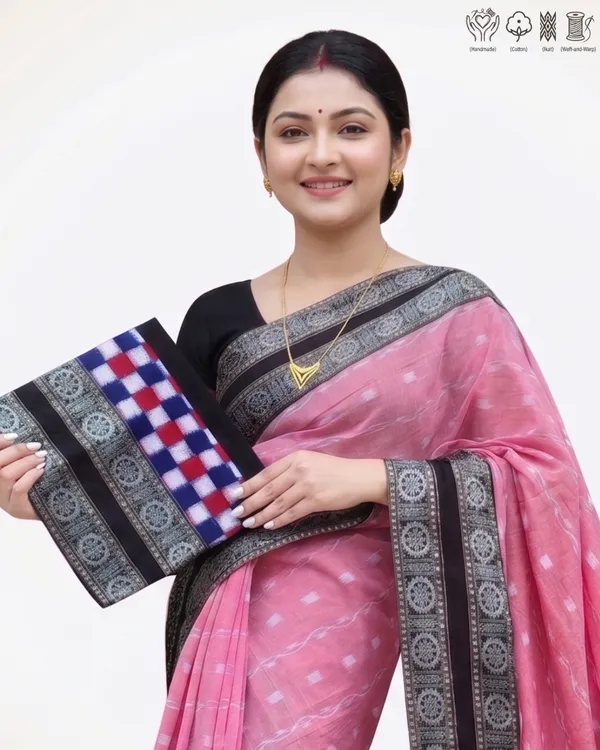 Pink_Cotton_Handloom_Ikat_Saree_For_Women