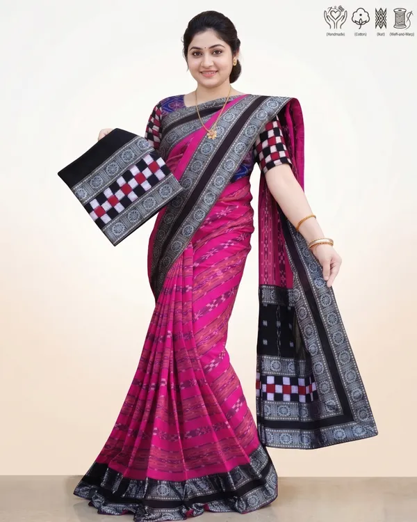 Pink_And_Green_Cotton_Handloom_Saree_For_Women_Pack_Of_2
