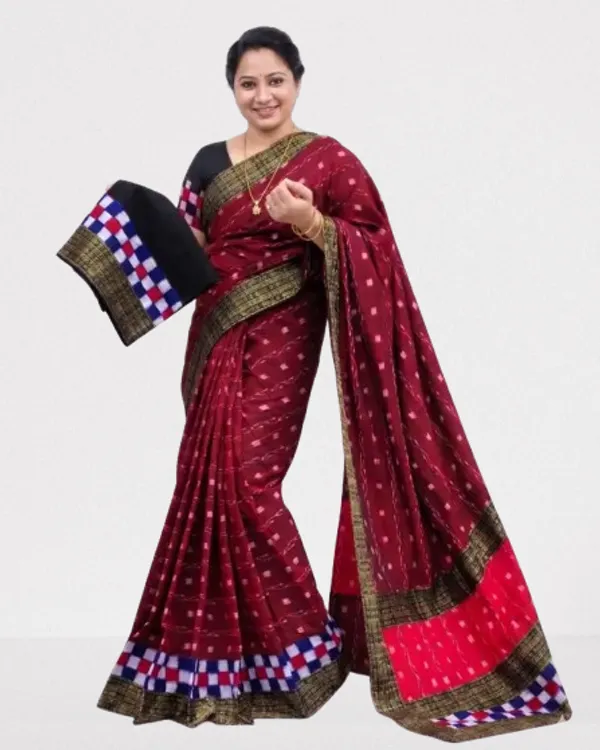 Maroon_Cotton_Printed_Saree_For_Women