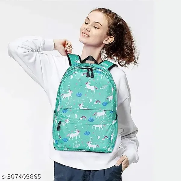 Turquoise_Polyester_Unicorn_Print_Backpack_For_Girls