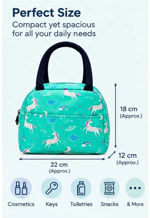 Turquoise_Polyester_Unicorn_Print_Handbag_For_Women
