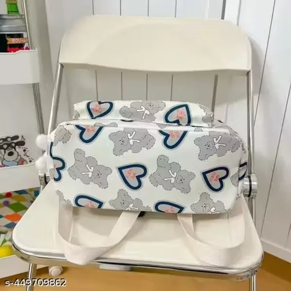 White_Polyester_Teddy_Bear_Print_Casual_Backpack_For_Women