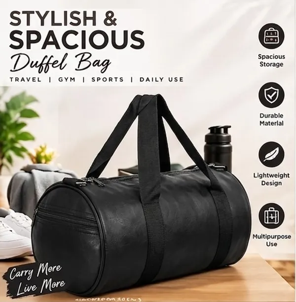 Black_Leather_Casual_Duffle_Bag_For_Unisex