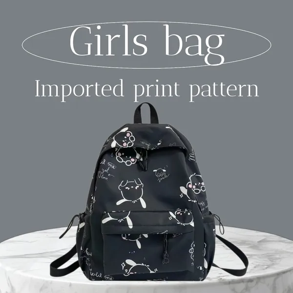 Black_Polyester_Cartoon_Print_Backpack_For_Women