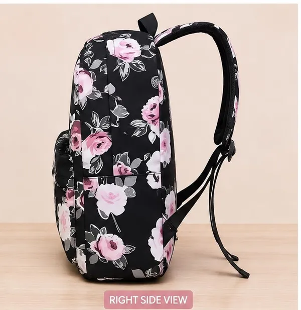 Black_Polyester_Floral_Print_Backpack_For_Women