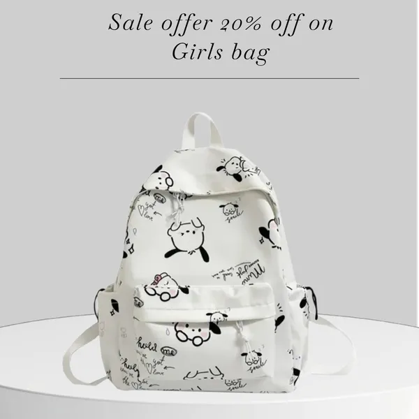 White_Polyester_Cartoon_Print_Casual_Backpack_For_Women