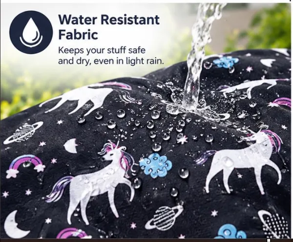Black_Polyester_Unicorn_Print_Water_Resistant_Backpack_For_Women