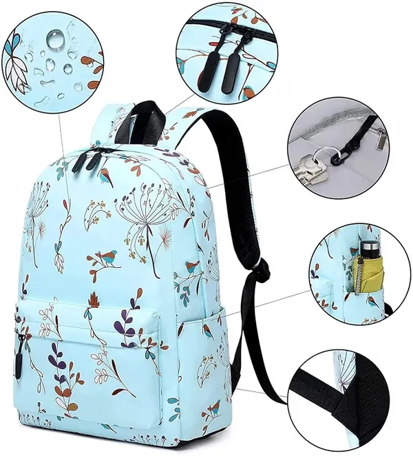 Light_Blue_Polyester_Botanical_Floral_Print_Backpack_For_Women