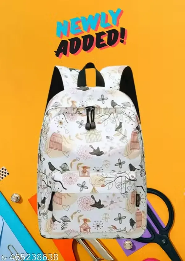 White_Polyester_Botanical_Print_Casual_Backpack_For_Women