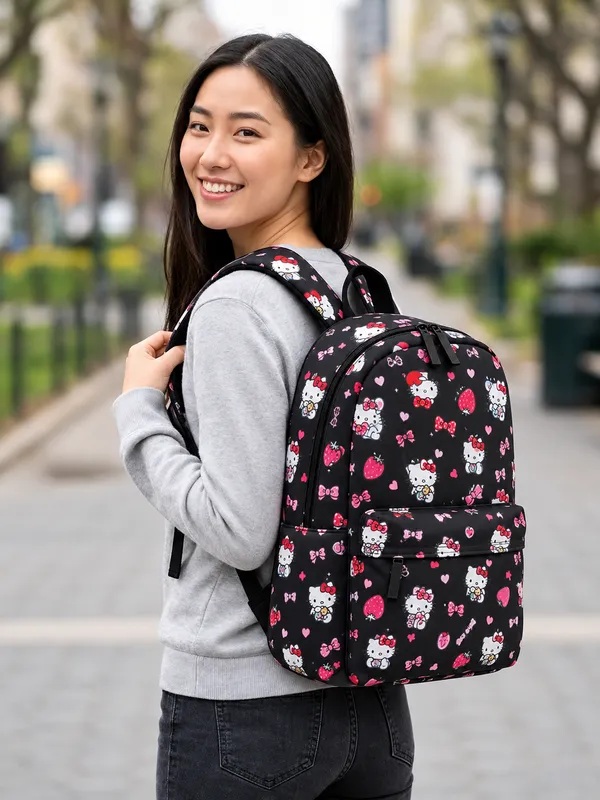 Black_Polyester_Hello_Kitty_Print_Casual_Backpack_For_Women