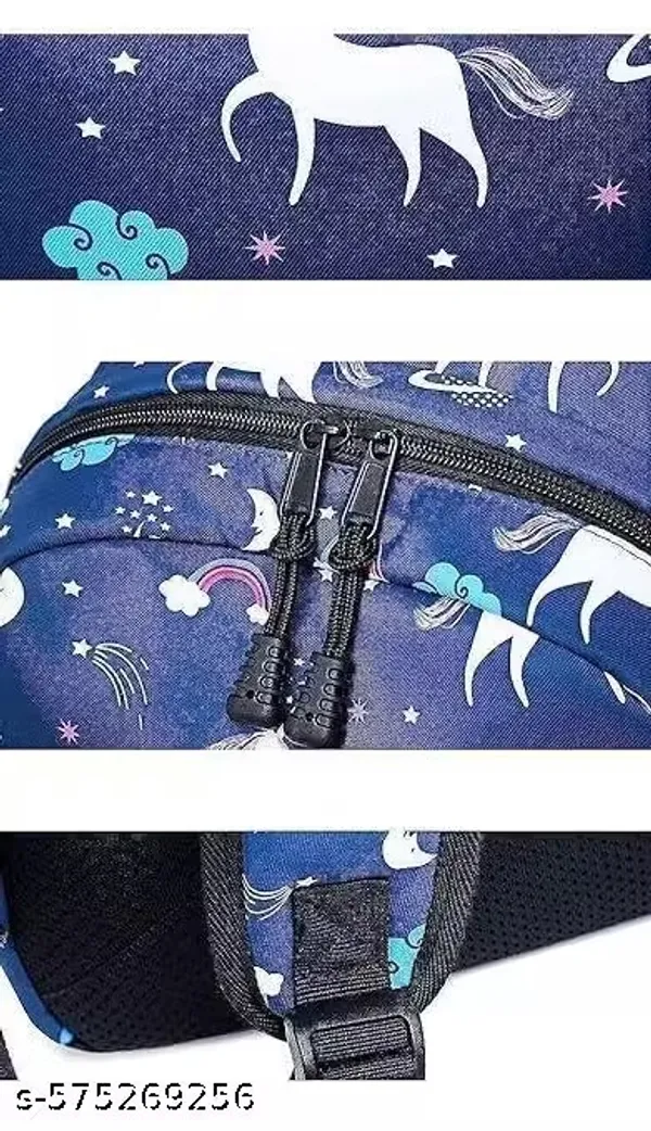 Black_Polyester_Unicorn_Print_Water_Resistant_Backpack_For_Women