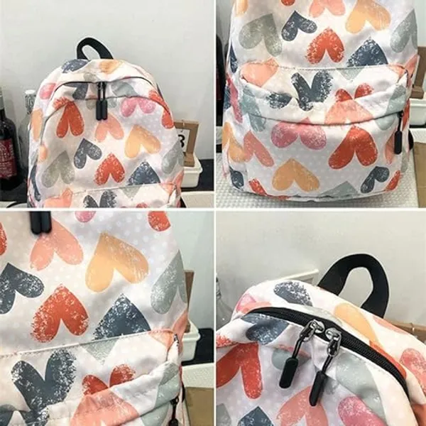 White_Polyester_Multicolour_Heart_Print_Backpack_For_Women