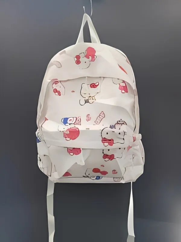 White_Polyester_Hello_Kitty_Character_Print_Backpack_For_Women
