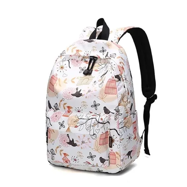 White_Polyester_Botanical_Print_Casual_Backpack_For_Women