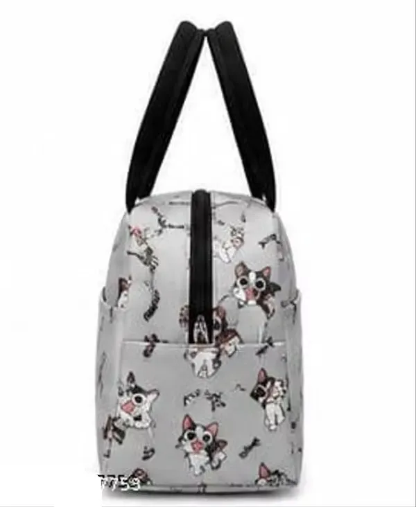 Beige_Polyester_Cat_Print_Structured_Handbag_For_Women
