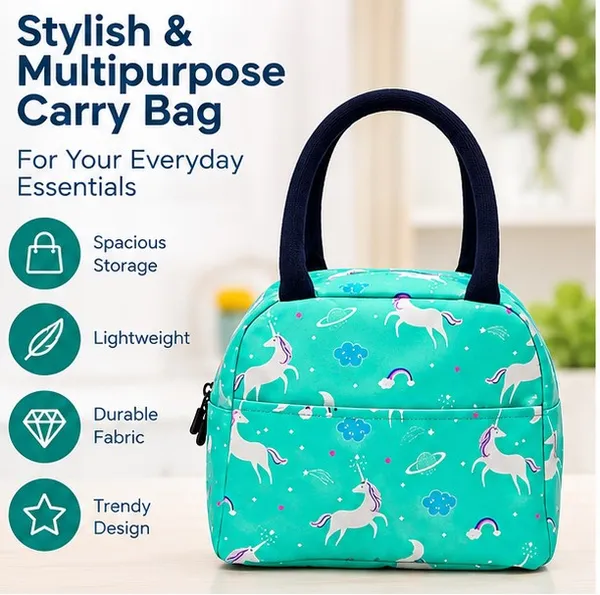 Turquoise_Polyester_Unicorn_Print_Handbag_For_Women