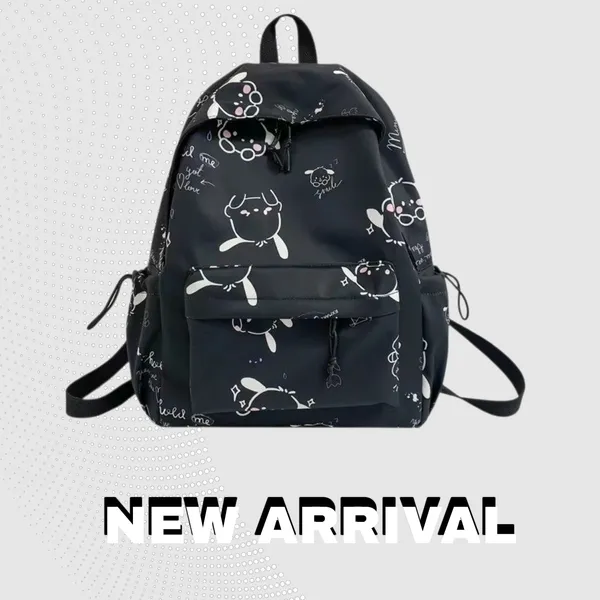 Black_Polyester_Cartoon_Print_Backpack_For_Women