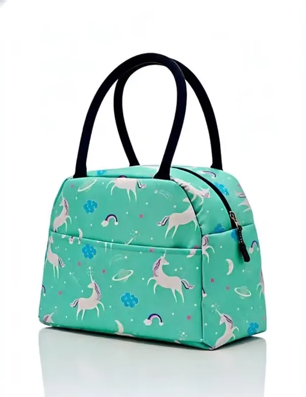 Turquoise_Polyester_Unicorn_Print_Handbag_For_Women