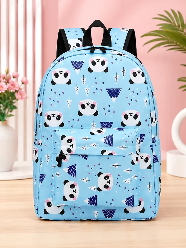 Blue_Polyester_Panda_Geometric_Print_Backpack_For_Women