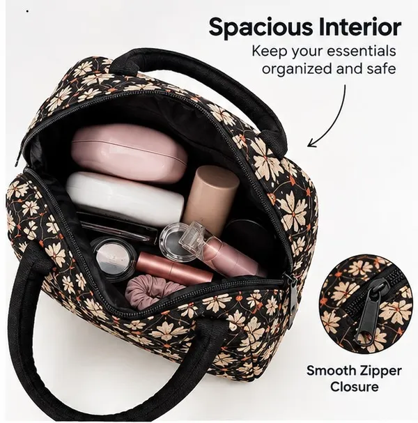 Black_Polyester_Floral_Print_Handbag_For_Women