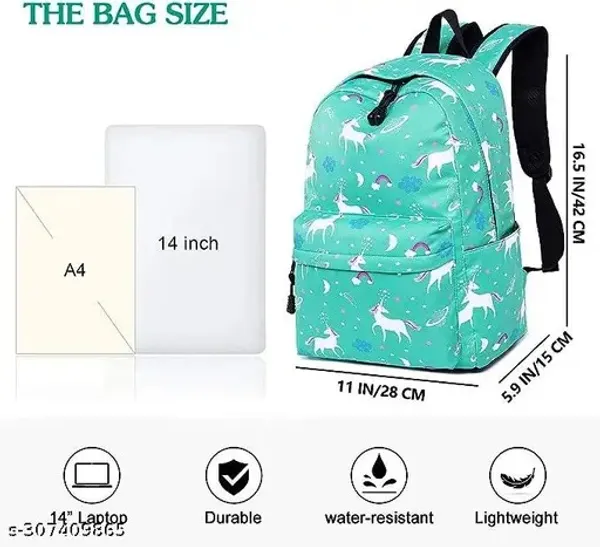 Turquoise_Polyester_Unicorn_Print_Backpack_For_Girls
