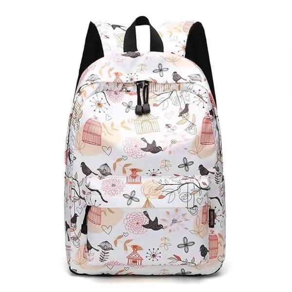 White_Polyester_Botanical_Print_Casual_Backpack_For_Women