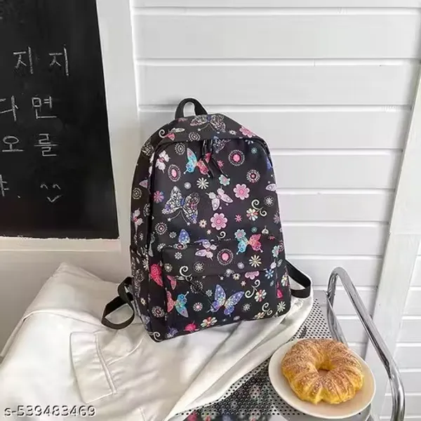 Black_Polyester_Butterfly_Floral_Print_Backpack_For_Women