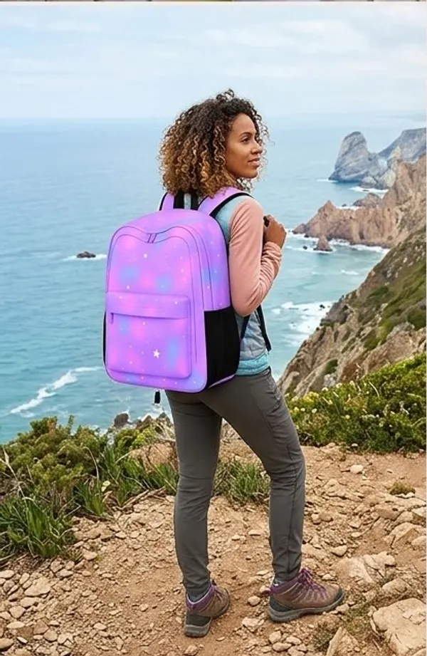 Purple_Polyester_Star_Print_Casual_Backpack_For_Women