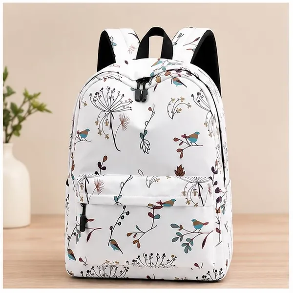 White_Polyester_Botanical_Floral_Print_Backpack_For_Women