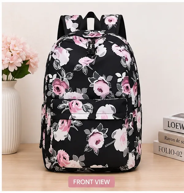 Black_Polyester_Floral_Print_Backpack_For_Women