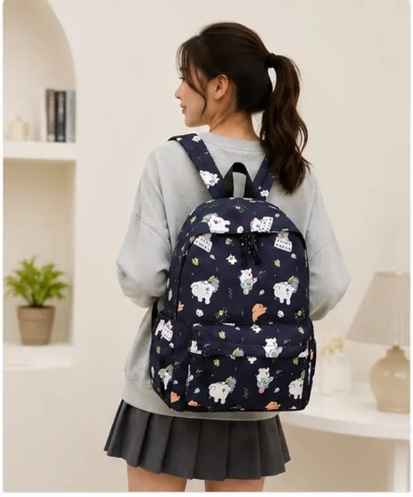 Navy_Polyester_Animal_Floral_Print_Backpack_For_Women