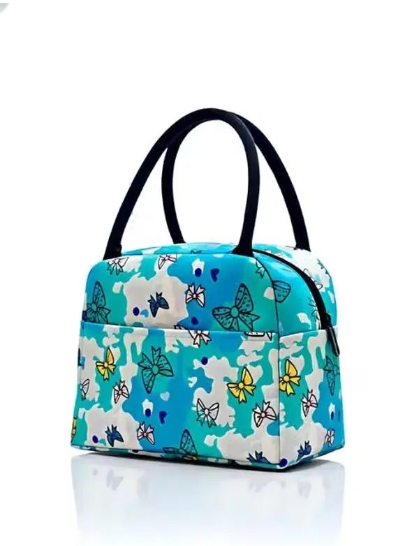 Blue_Polyester_Butterfly_Floral_Print_Lunch_Tote_Bag_For_Women