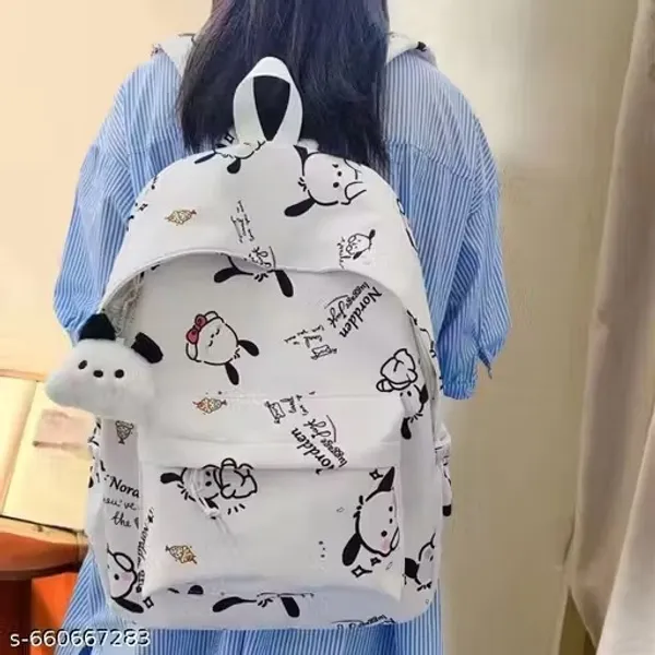 White_Polyester_Cartoon_Print_Casual_Backpack_For_Women