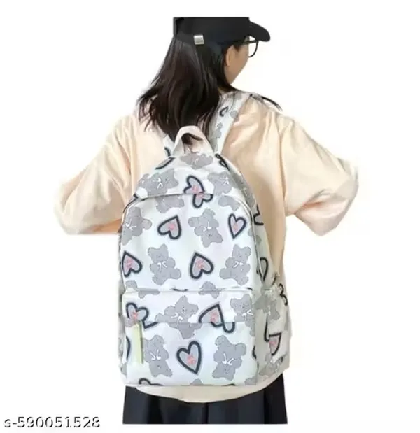 White_Polyester_Teddy_Bear_Heart_Print_Casual_Backpack_For_Women