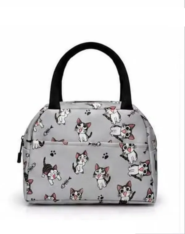 Beige_Polyester_Cat_Print_Structured_Handbag_For_Women