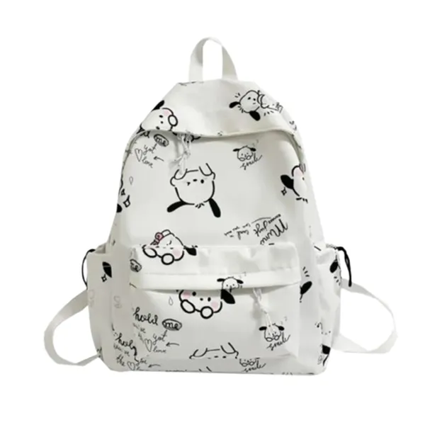 White_Polyester_Cartoon_Print_Casual_Backpack_For_Women