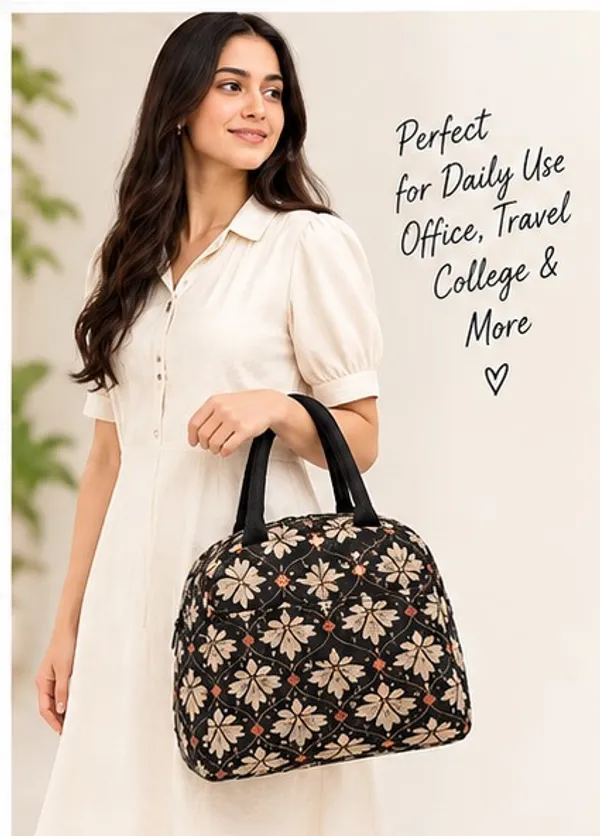 Black_Polyester_Floral_Print_Handbag_For_Women