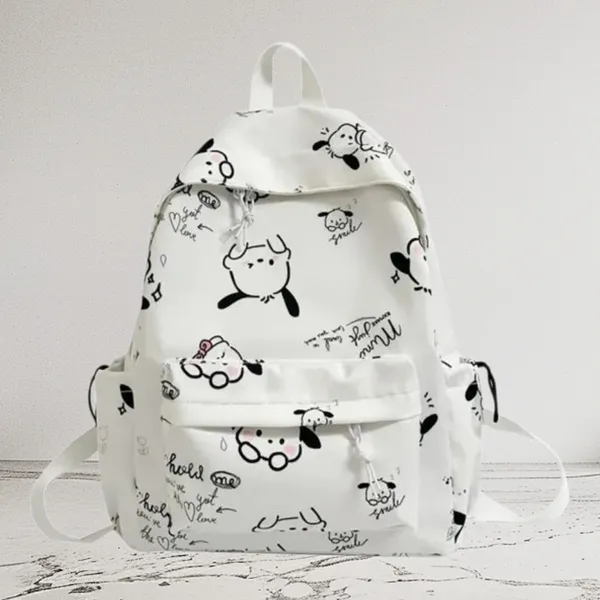 White_Polyester_Cartoon_Print_Casual_Backpack_For_Women