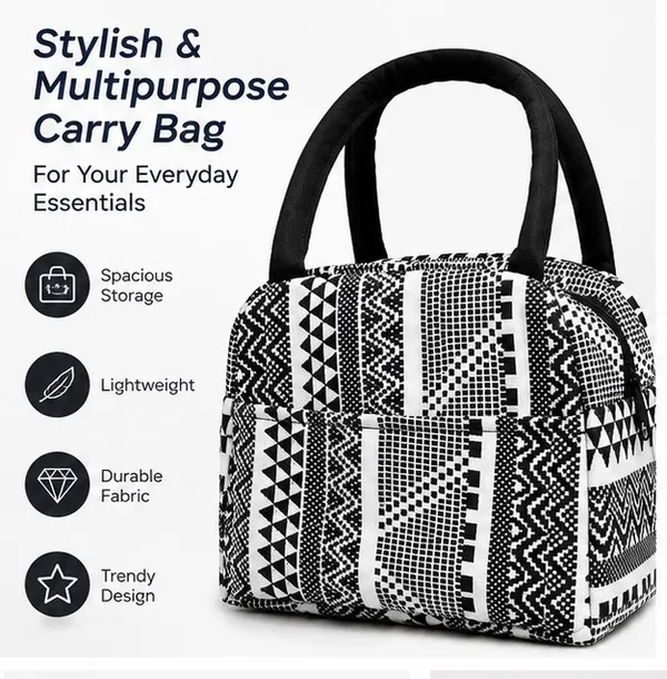 Black_White_Polyester_Geometric_Print_Cosmetic_Pouch_For_Women