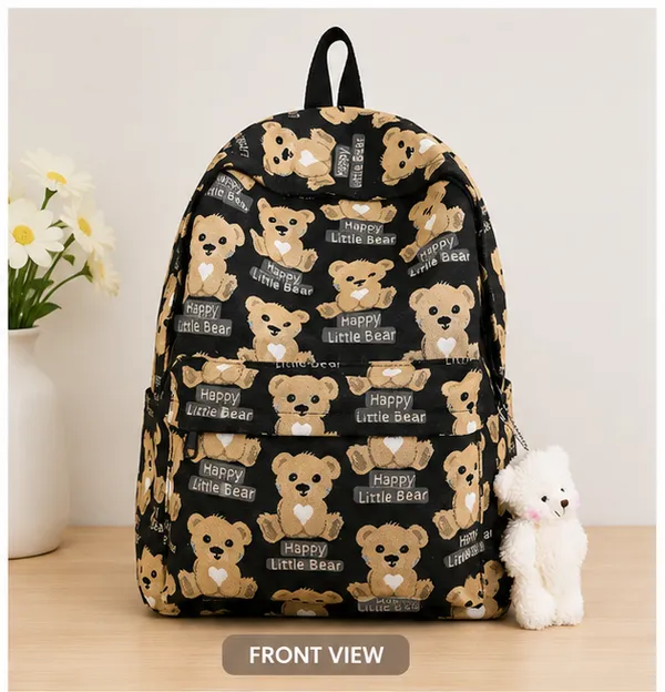 Black_Polyester_Teddy_Bear_Print_Backpack_For_Women