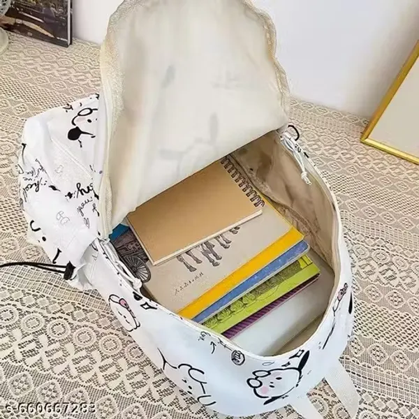 White_Polyester_Cartoon_Print_Casual_Backpack_For_Women