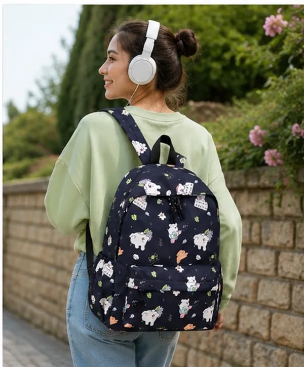 Navy_Polyester_Animal_Floral_Print_Backpack_For_Women