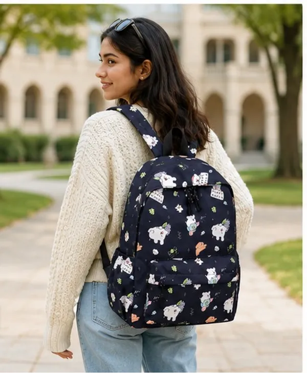 Navy_Polyester_Animal_Floral_Print_Backpack_For_Women