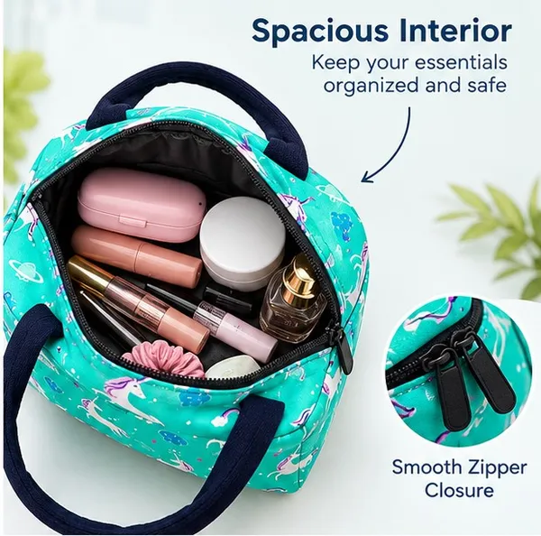 Turquoise_Polyester_Unicorn_Print_Handbag_For_Women
