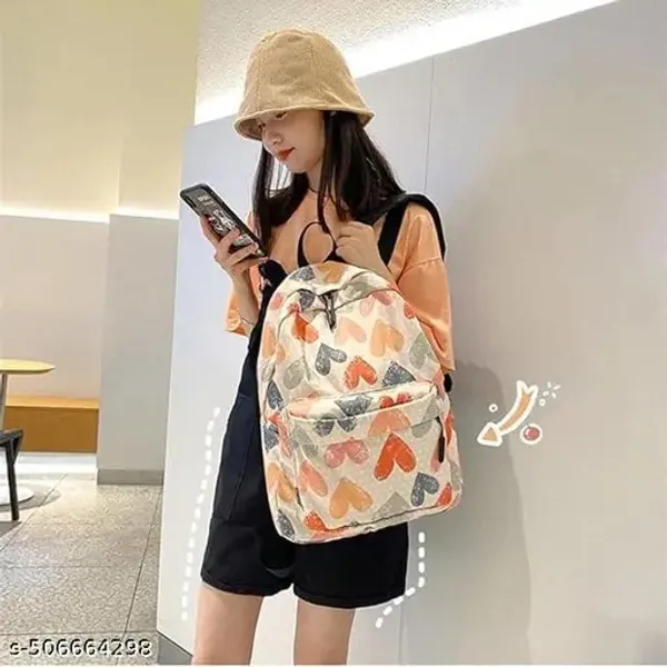 White_Polyester_Multicolour_Heart_Print_Backpack_For_Women