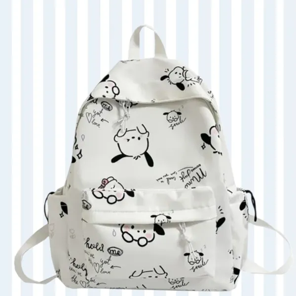 White_Polyester_Cartoon_Print_Casual_Backpack_For_Women