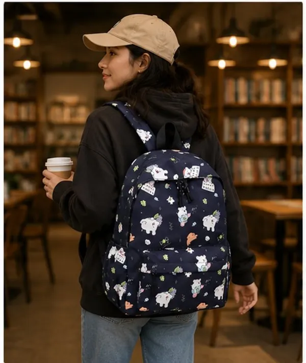Navy_Polyester_Animal_Floral_Print_Backpack_For_Women